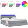 vidaXL Bett mit LED-Lichtleisten Hellgrau 180 x 200 cm Stoff