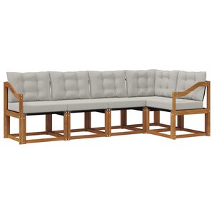 vidaXL Outdoor-Sofagarnitur 5 stk. 5-Sitzer Natur und Hellgrau