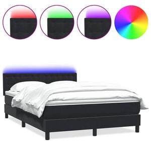 vidaXL Boxspringbett mit Matratze & LED Schwarz 160x210 cm Samt
