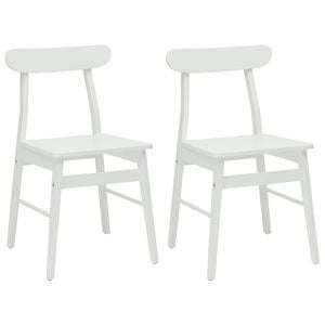 vidaXL Esszimmerstuhl 2 stk. Massives Gummiholz Wei&szlig; 43 x 44,5 x 77 cm