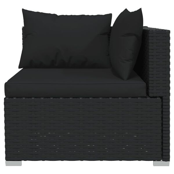 vidaXL 8-tlg. Garten-Lounge-Set mit Kissen Poly Rattan Schwarz