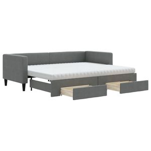 vidaXL Tagesbett Ausziehbar mit Schubladen Dunkelgrau 80x200 cm Stoff