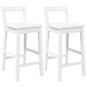 vidaXL Barhocker 2 Stk. Wei&szlig; Massivholz Gummibaum
