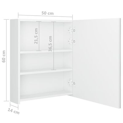 vidaXL LED-Bad-Spiegelschrank Glänzendes Weiß 50x14x60 cm
