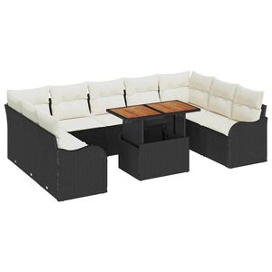 vidaXL Garten-Sofa-Set mit Kissen 10 pcs Schwarz und Creme