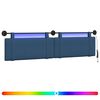 vidaXL H&auml;ngendes Kopfteil Mit LED Licht Blau Stoff