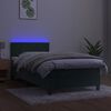 vidaXL Boxspringbett mit Matratze & LED Dunkelgr&uuml;n 90x190 cm Samt
