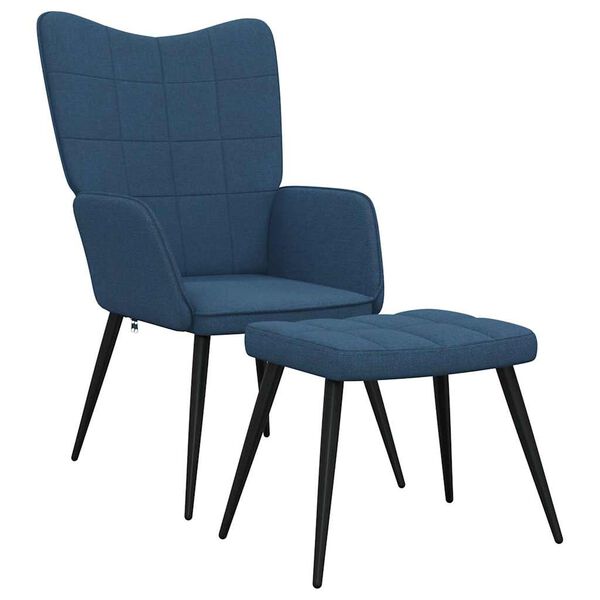 vidaXL Relaxsessel mit Hocker Blau Stoff