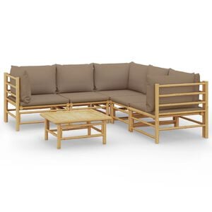 vidaXL 6-tlg. Garten-Lounge-Set mit Kissen Taupe Bambus