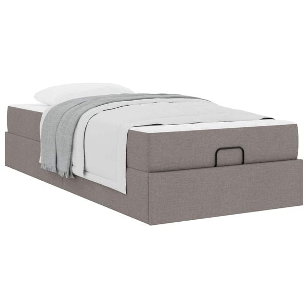 vidaXL Bettgestell mit Matratze mit Matratze 2 pcs Taupe Stoff