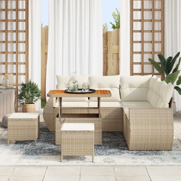 vidaXL Gartensofa-set 8 pcs Beige Poly-Rattan