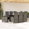 vidaXL 9-tlg. Garten-Essgruppe mit Kissen Grau Poly Rattan