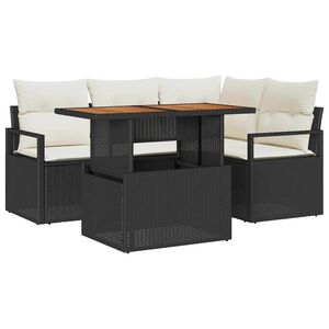 vidaXL Garten-Sofa-Set mit Speicher 5 pcs Schwarz Poly Rattan
