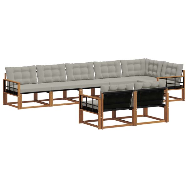 vidaXL Outdoor-Sofagarnitur mit Kissen 8 pcs Nat&uuml;rlich und Hellgrau