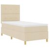 vidaXL Boxspringbett mit Matratze mit Kopfteil Creme 90 x 200 cm Stoff