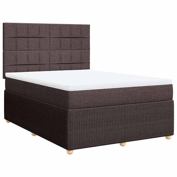 vidaXL Boxspringbett mit Matratze Dunkelbraun 140x190 cm Stoff