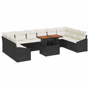 vidaXL Garten Essgruppe mit Kissen 11 pcs Schwarz und Creme