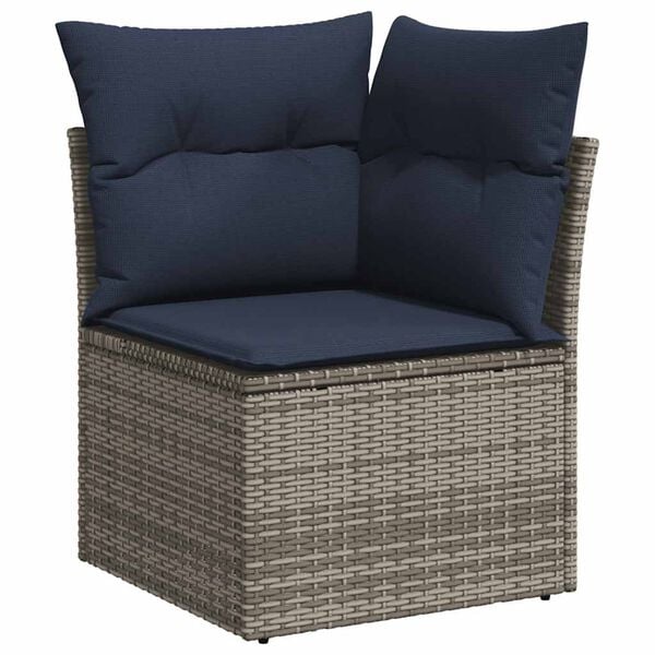 vidaXL 6-tlg. Garten-Sofagarnitur mit Kissen Grau Poly Rattan Akazie