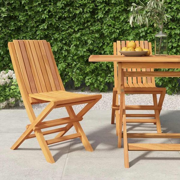 vidaXL Gartenstühle 2 Stk. Klappbar 47x47x89 cm Massivholz Teak
