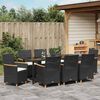 vidaXL Garten Essgruppe 9 pcs Schwarz Poly-Rattan