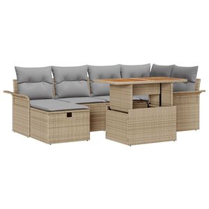 vidaXL Garten-Sofa-Set 7 pcs Beige Poly-Rattan