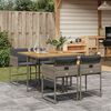 vidaXL 5-tlg. Garten-Essgruppe mit Kissen Grau Poly Rattan