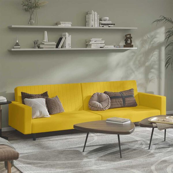 vidaXL Schlafsofa 2-Sitzer Gelb Samt