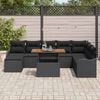 vidaXL Garten-Sofa-Set mit Speicher 9 pcs Schwarz Poly Rattan