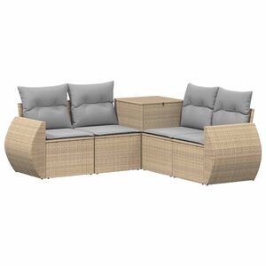 vidaXL Sofa Set 5 stk. Beige und Hellgrau Polyrattan und Stahl