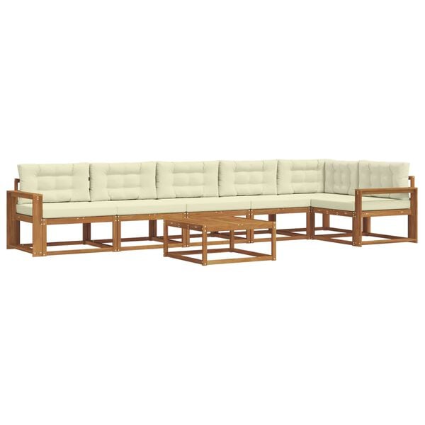 vidaXL Outdoor-Sofagarnitur mit Kissen 7 pcs Natur und Creme