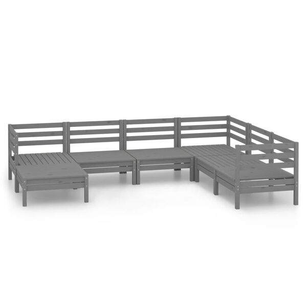 vidaXL 7-tlg. Garten-Lounge-Set Kiefer Massivholz Grau