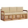 vidaXL Sofagarnituren 3 stk. Natur und Beige Massivholz Akazie