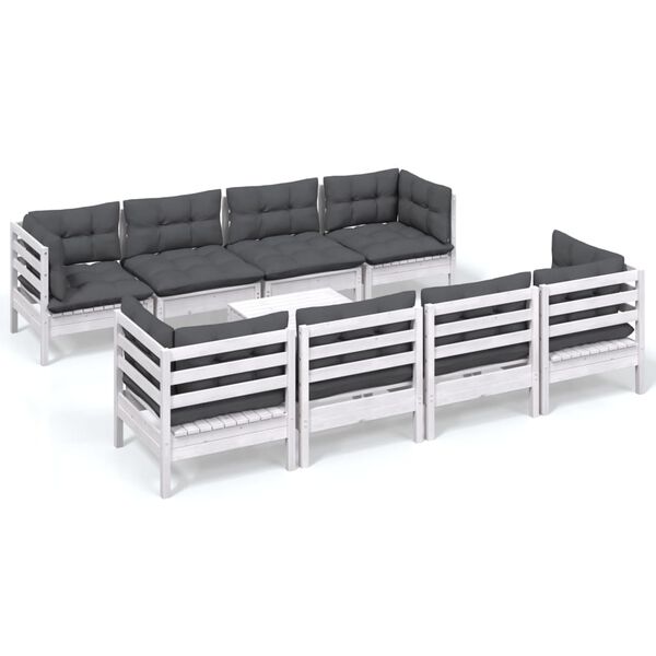 vidaXL 9-tlg. Garten-Lounge-Set mit Kissen Kiefer Massivholz