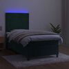 vidaXL Boxspringbett mit Matratze & LED Dunkelgr&uuml;n 90x190 cm Samt
