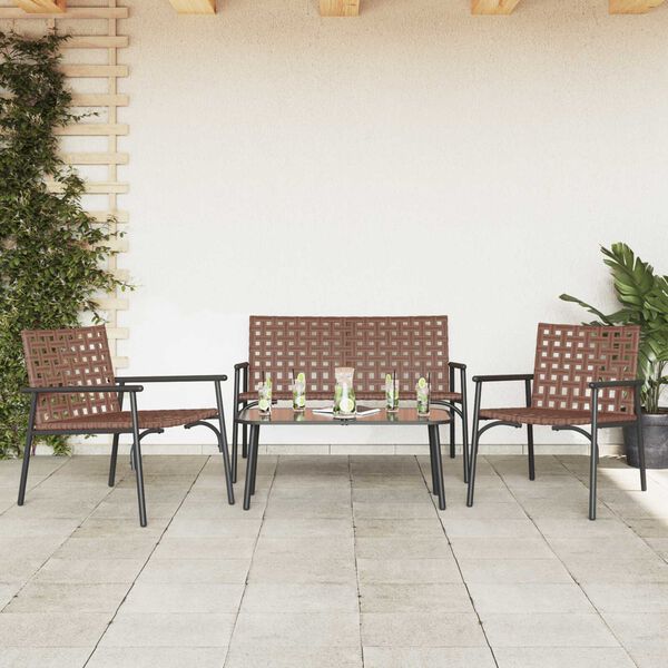 vidaXL Garten Essgruppe 4 pcs Braun Poly-Rattan