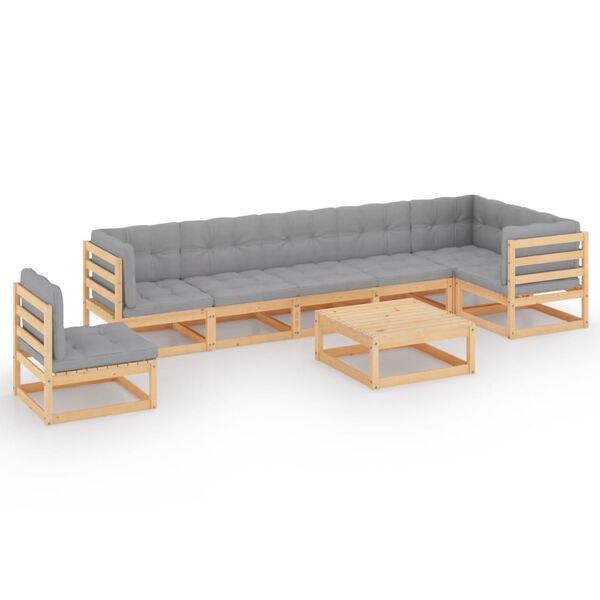 vidaXL 8-tlg. Garten-Lounge-Set mit Kissen Massivholz Kiefer