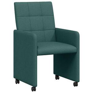 vidaXL Esszimmerst&uuml;hle mit Rollen 2 stk. Stoff Dunkelgr&uuml;n