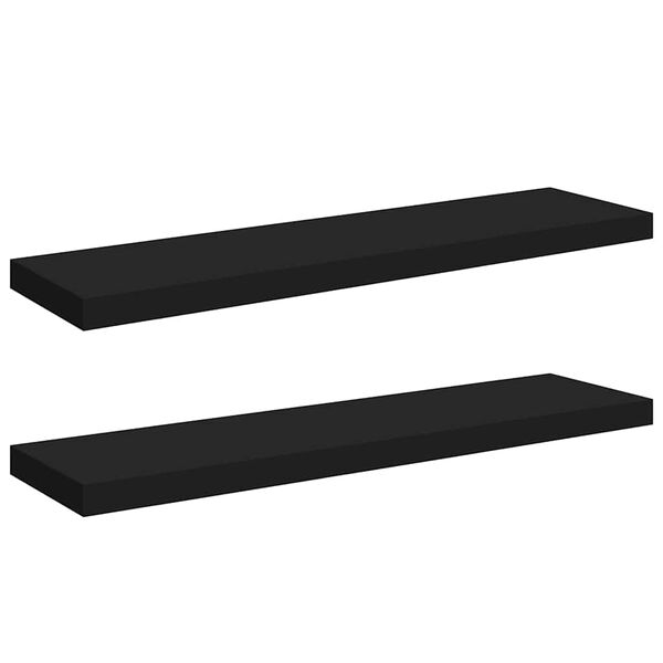 vidaXL Schweberegale 2 Stk. Schwarz 90x23,5x3,8 cm MDF