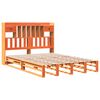vidaXL Massivholzbett mit Regal ohne Matratze Wachsbraun 160x200 cm