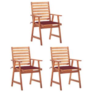 vidaXL Garten-Essst&uuml;hle 3 Stk. mit Kissen Massivholz Akazie