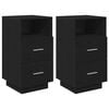 vidaXL Nachttische 2 Stk. mit 2 Schubladen Schwarz 36x36x68 cm