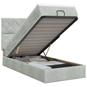 vidaXL Ottoman Bett mit Matratze Hellgrau 80 x 200 cm Samt