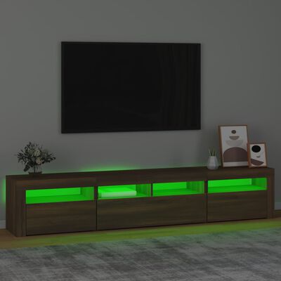 vidaXL TV-Schrank mit LED-Leuchten Braun Eichen-Optik 210x35x40 cm