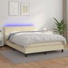 vidaXL Boxspringbett mit Matratze & LED Creme 140x200 cm Kunstleder
