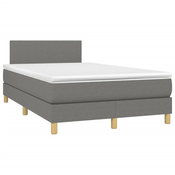 vidaXL Boxspringbett mit Matratze & LED Dunkelgrau 120x190 cm Stoff