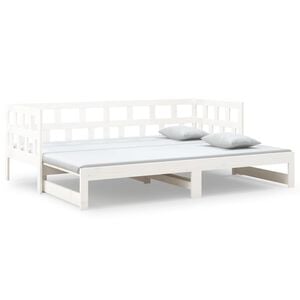 vidaXL Tagesbett Ausziehbar Wei&szlig; Massivholz Kiefer 2x(80x200) cm