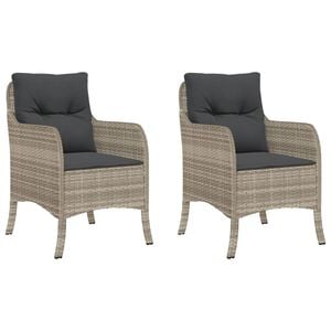 vidaXL Gartenst&uuml;hle mit Kissen 2 Stk. Hellgrau Poly Rattan