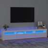vidaXL TV-Schrank mit LED-Leuchten Hochglanz-Wei&szlig; 210x35x40 cm