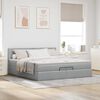 vidaXL Ottoman-Bett mit Matratzen & LEDs Hellgrau 200x200 cm Stoff