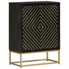 vidaXL Sideboard mit 2 Türen Schwarz Gold 55x30x75 cm Massivholz Mango